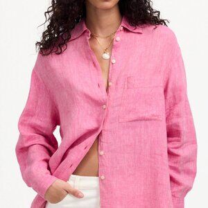 Madewell Linen Oversized Button-Up Shirt Size Small